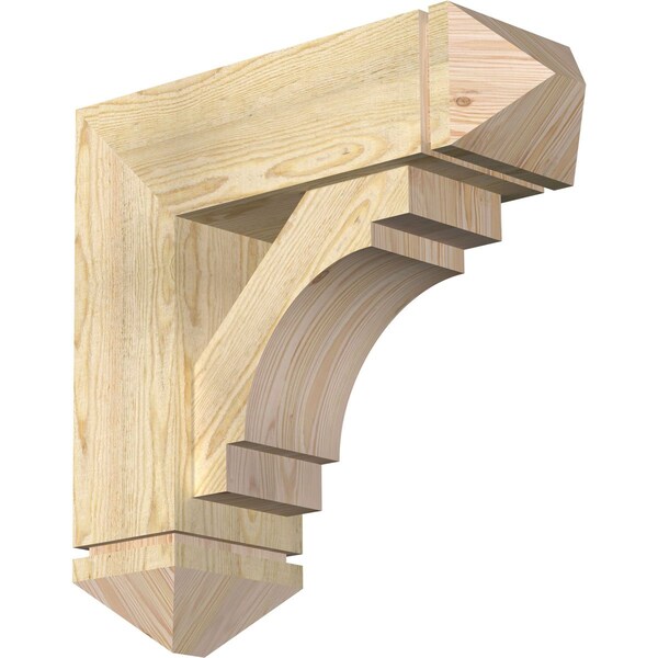 Ekena Millwork Merced Arts and Crafts Rough Sawn Bracket w/ Offset Brace, Douglas Fir, 8"W x 24"D x 24"H BKT0806X24X24MRC03RDF - main